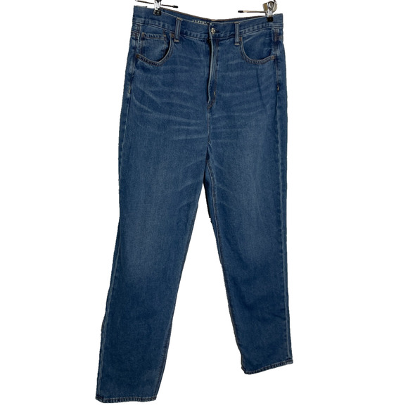 Women's 14 American Eagle Blue Straight Leg Cotton Blend Mom Jeans - Picture 2 of 5